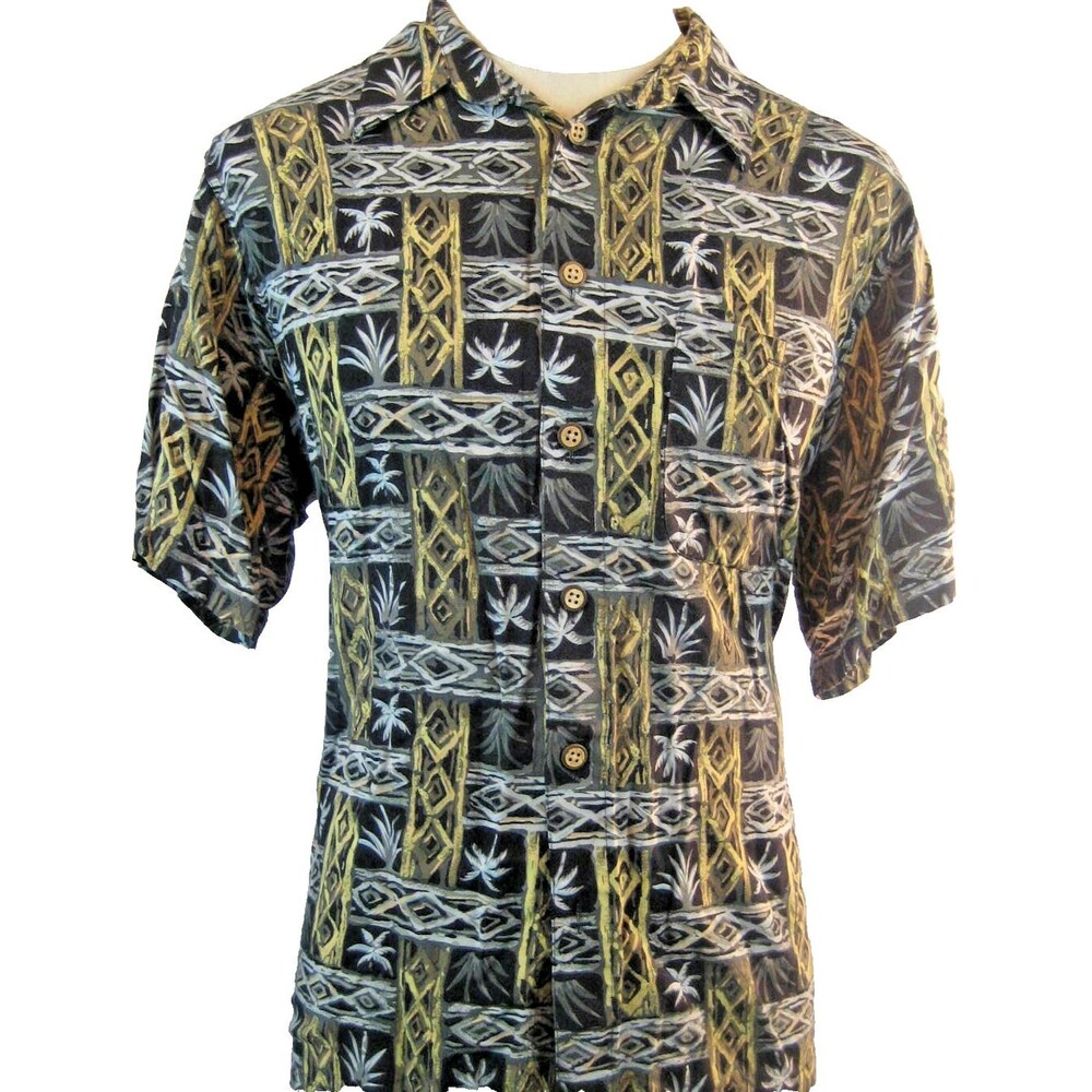 Mens Vtg  Ron Chereskin Floral Hawaiian Island Aloha SS Shirt sz L